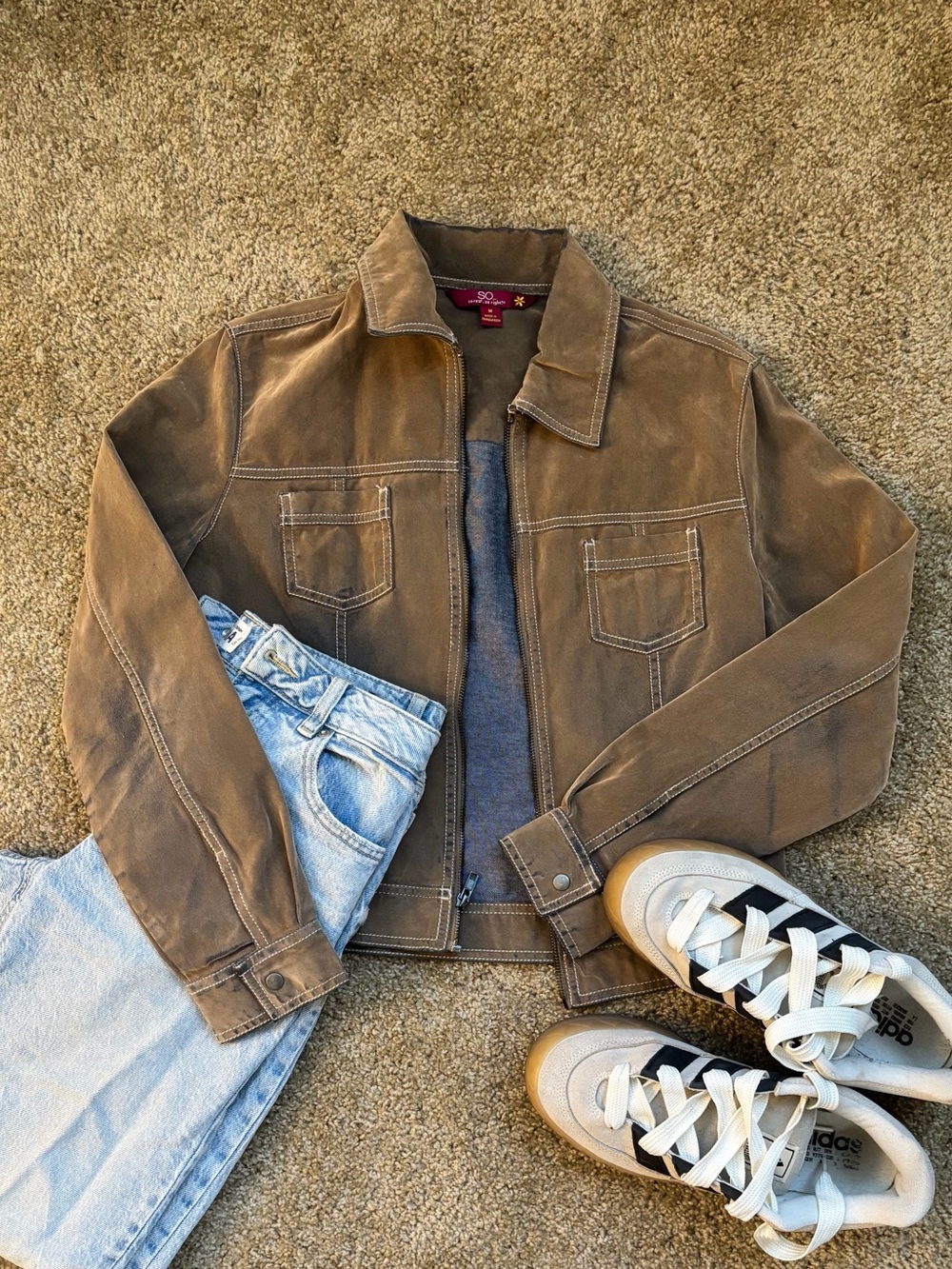 Vintage 2000s Suede Zip up Trucker Jacket - Velvet Brown - Women’s M